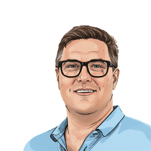 Illustration eines lächelnden Mannes mit Brille